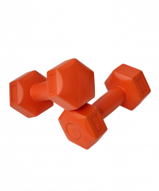 Гантель гексагональная DB-305 1 кг, пластиковый, оранжевый, пара оптом. Производитель, официальный поставщик и дистрибьютор литых гантелей.