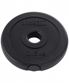 Диск пластиковый BB-203 d=26 мм, черный, 0,5 кг оптом. Производитель, официальный поставщик и дистрибьютор блинов для штанги и гантелей.
