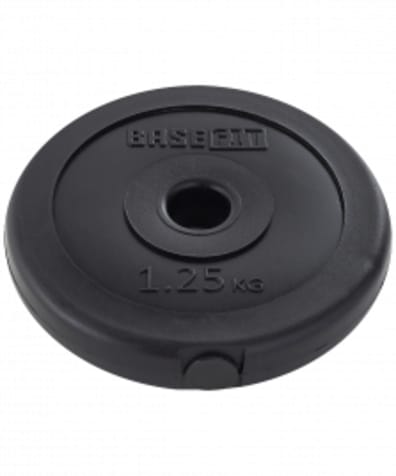 Диск пластиковый BB-203 d=26 мм, черный, 1,25 кг оптом. Производитель, официальный поставщик и дистрибьютор блинов для штанги и гантелей.