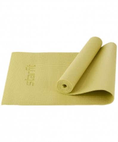 Коврик для йоги и фитнеса FM-101, PVC, 173x61x0,6 см, желтый пастель оптом. Производитель, официальный поставщик и дистрибьютор ковриков для фитнеса.
