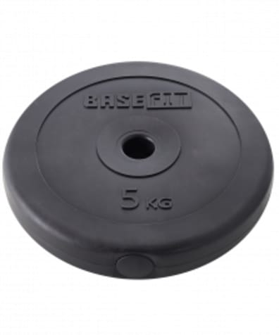 Диск пластиковый BB-203 d=26 мм, черный, 5 кг оптом. Производитель, официальный поставщик и дистрибьютор блинов для штанги и гантелей.