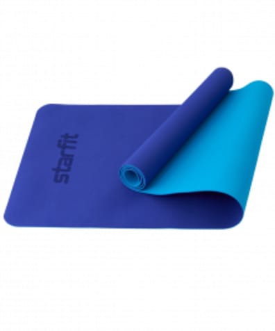 Коврик для йоги и фитнеса FM-201, TPE, 183x61x0,4 см, темно-синий/синий оптом. Производитель, официальный поставщик и дистрибьютор ковриков для фитнеса.