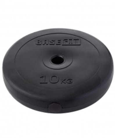 Диск пластиковый BB-203 d=26 мм, черный, 10 кг оптом. Производитель, официальный поставщик и дистрибьютор блинов для штанги и гантелей.
