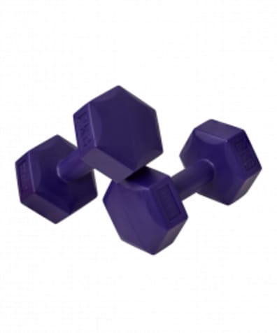Гантель гексагональная DB-305 2 кг, пластиковый, фиолетовый, пара оптом. Производитель, официальный поставщик и дистрибьютор литых гантелей.